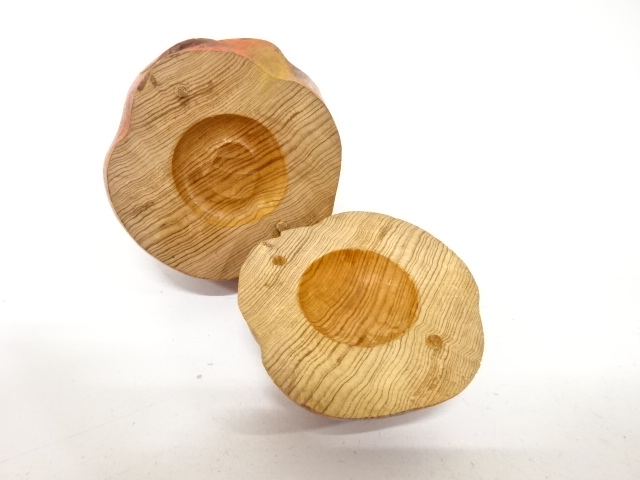  作家物　木彫　柘榴　香合